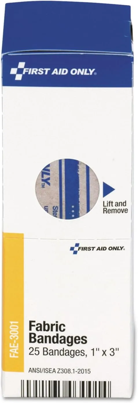 First Aid Only SmartCompliance Fabric Bandages 1in x 3in - 25 Pack