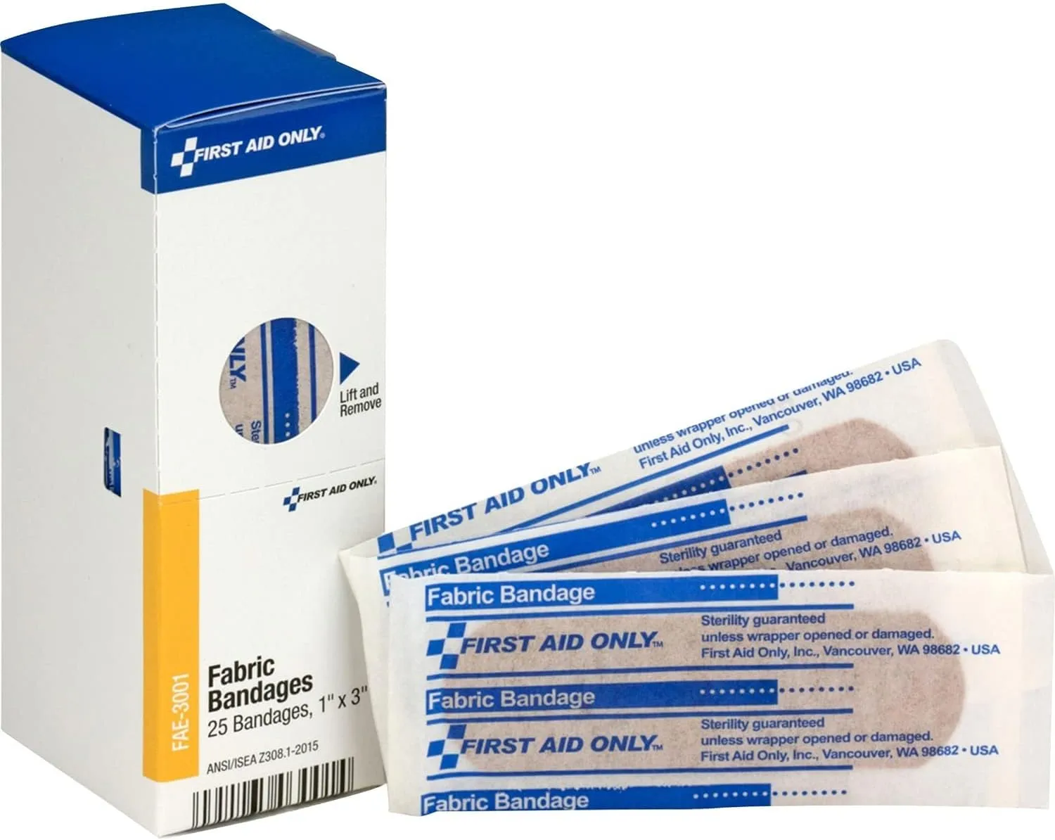 First Aid Only SmartCompliance Fabric Bandages 1in x 3in - 25 Pack