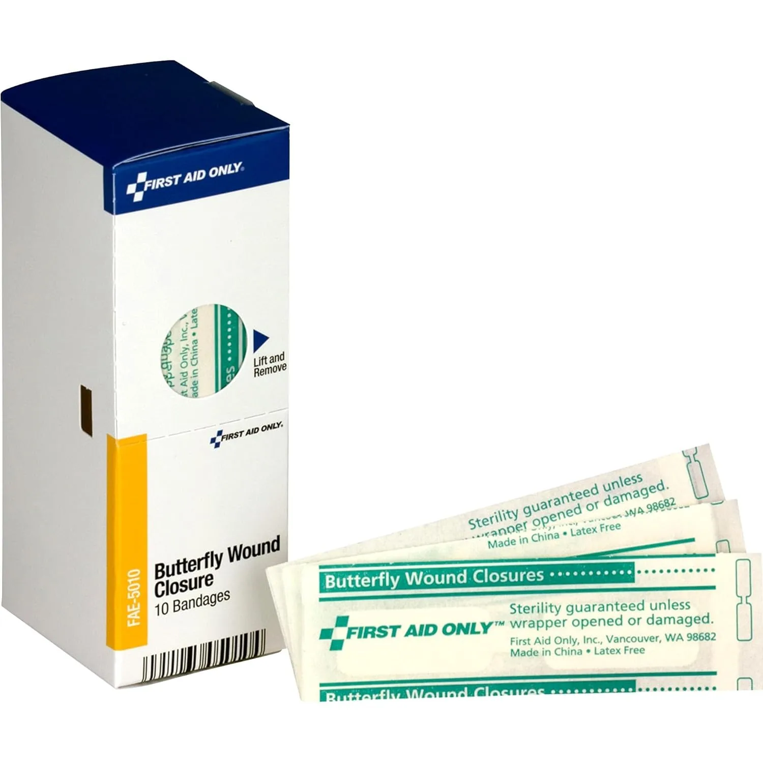 First Aid Only FAE-5010 Refill Butterfly Wound Closures, 10/Box