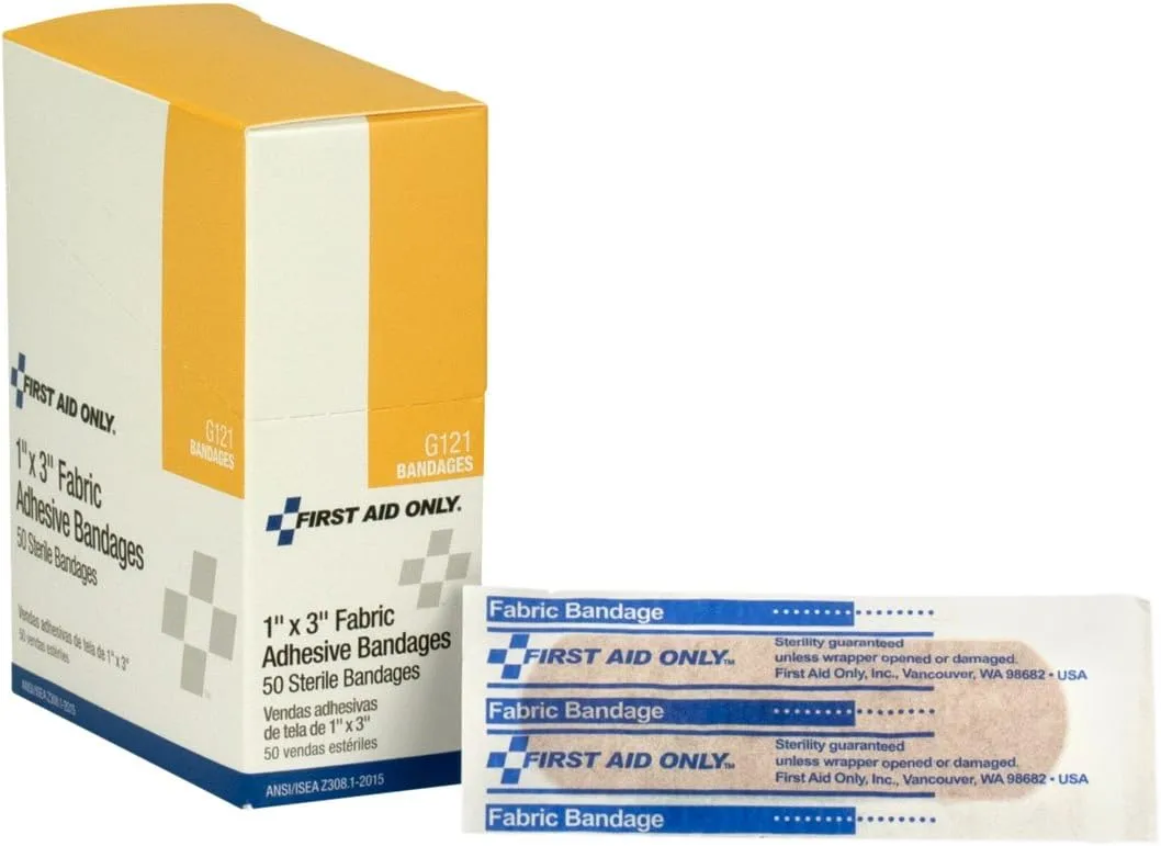 First Aid Only G121: 1"X3" Fabric Bandages, 50/Box
