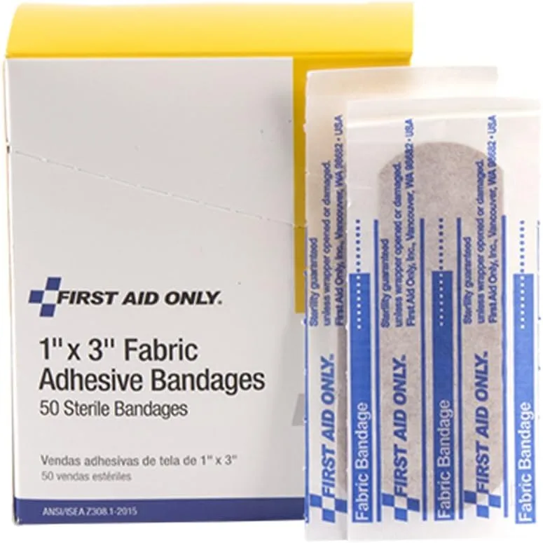 First Aid Only G121: 1"X3" Fabric Bandages, 50/Box