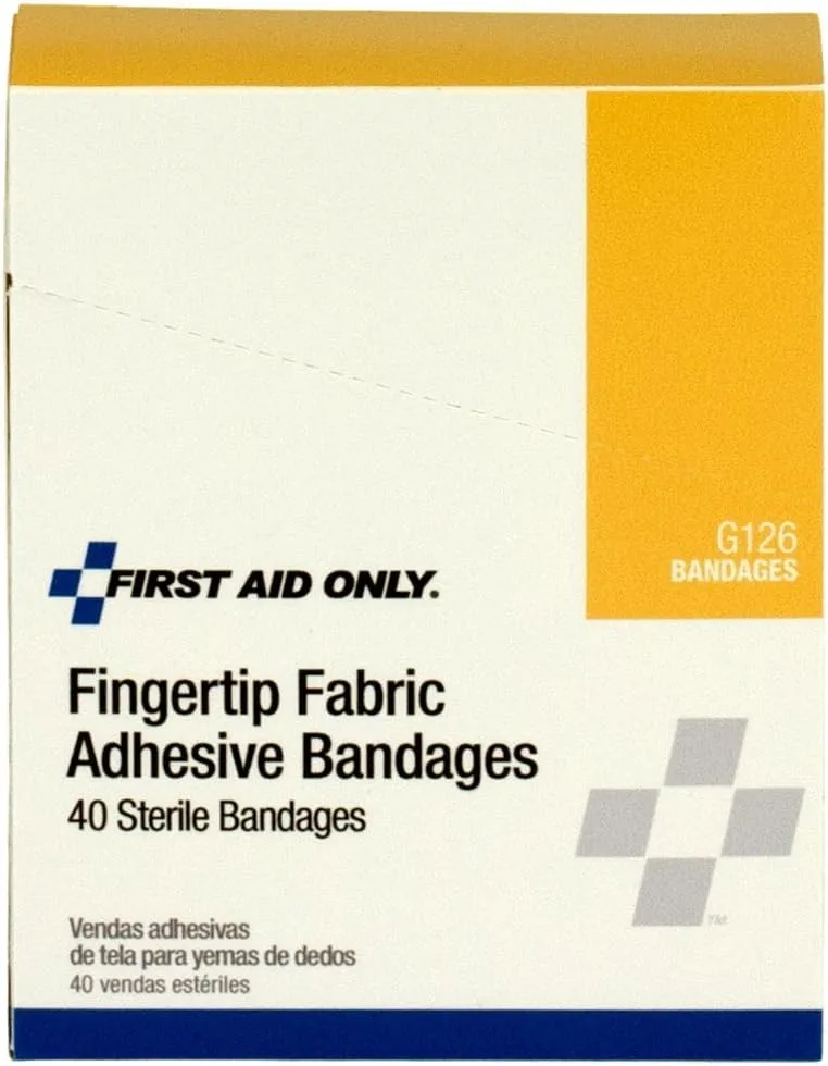 First Aid Only - G126 Fingertip Fabric Bandage, 40 Count 1-1/2 Inch X 3 in