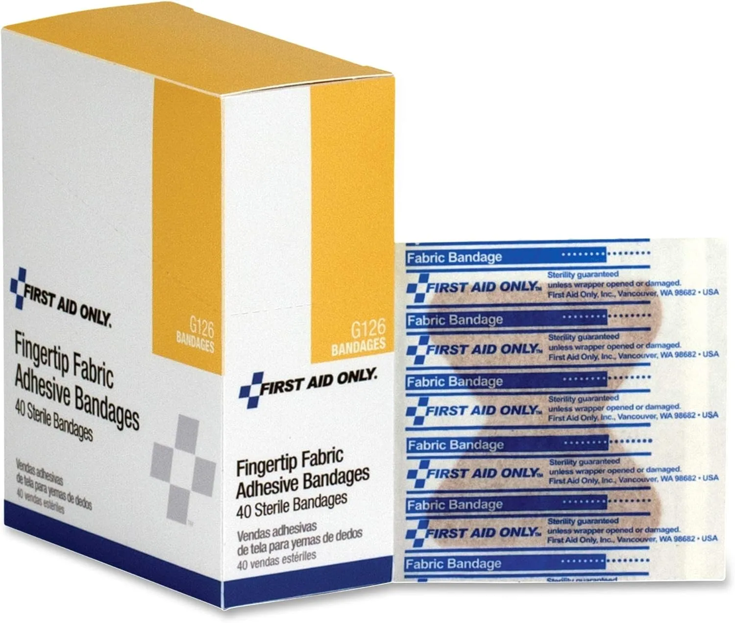 First Aid Only - G126 Fingertip Fabric Bandage, 40 Count 1-1/2 Inch X 3 in