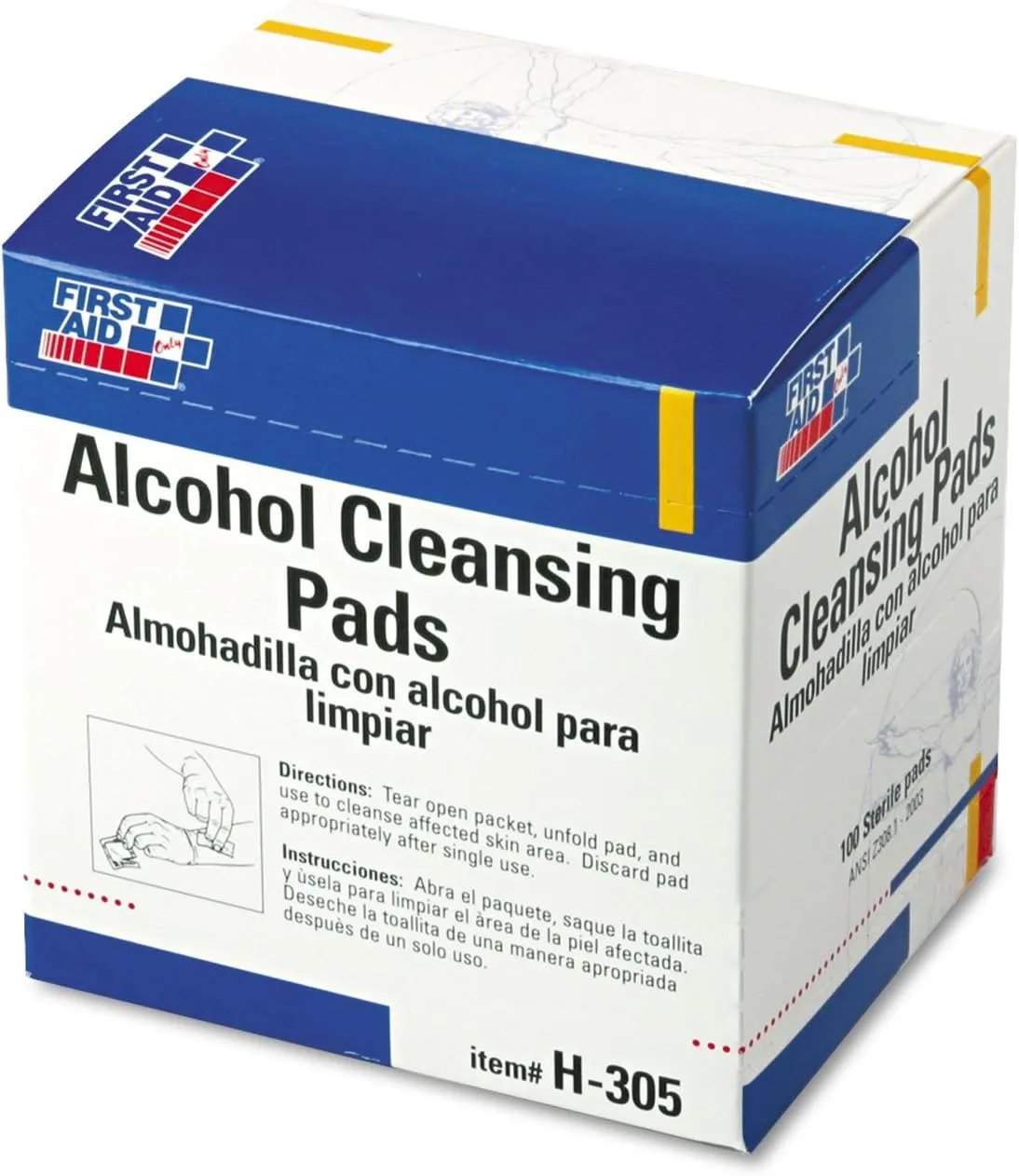 First Aid Only H305 Alcohol Cleansing Pads Dispenser Box 100/Box