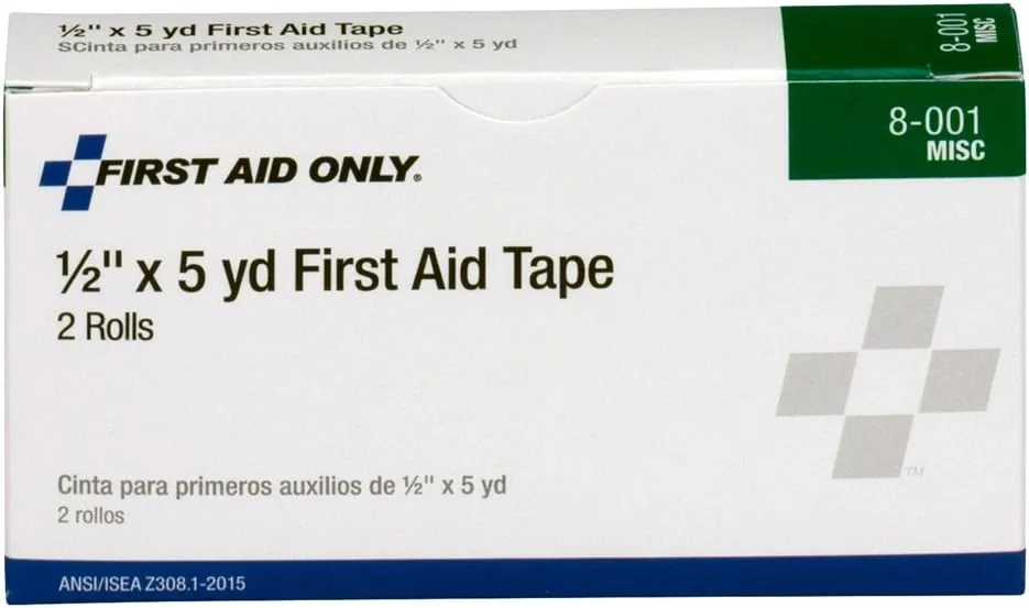 First Aid Only 8-001 Medical Adhesive Tape Roll, 2-1/2 yds Length x 1/2 Width (Box of 2)
