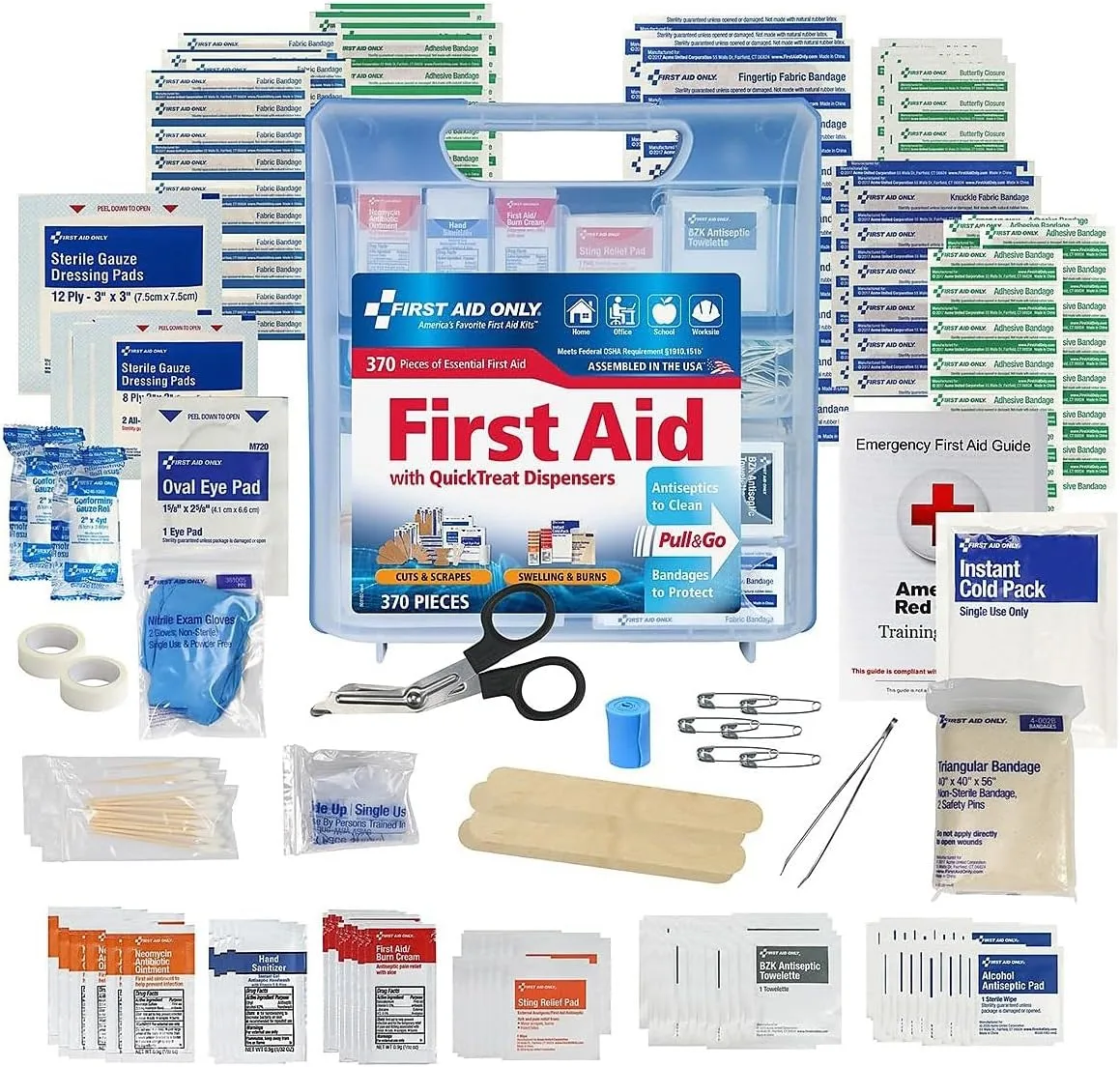 First Aid Only 91407: Quicktreat Dispenser Plastic First Aid Kit, 370 Pc