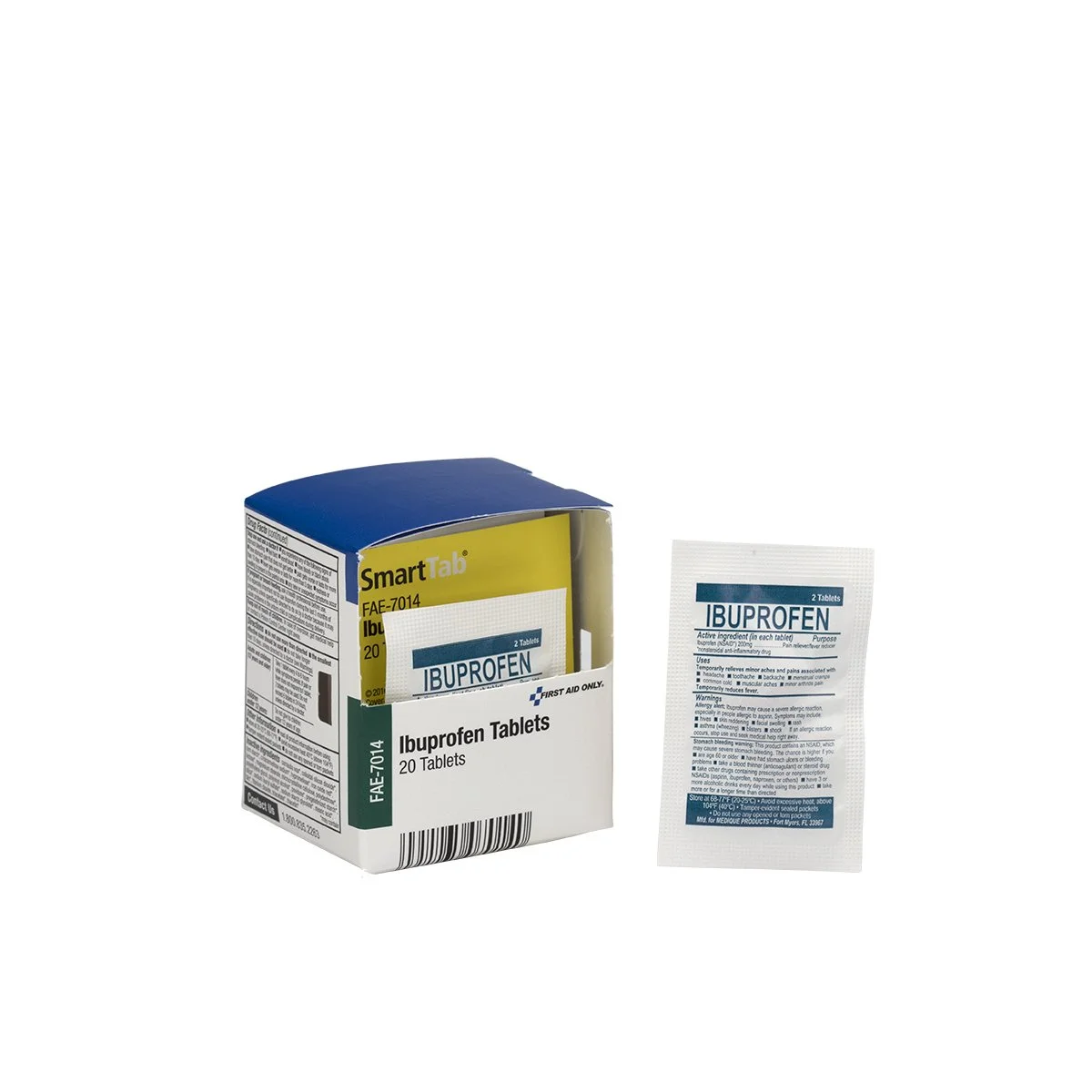 First Aid Only SmartCompliance Refill Ibuprofen, 2 Tablets per Packet, 10 Packets per Box