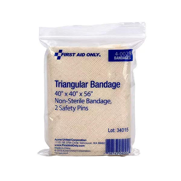 First Aid Only 4-002B Triangular Bandage with 2 Fastening Hooks, 56 Length x 40 Width