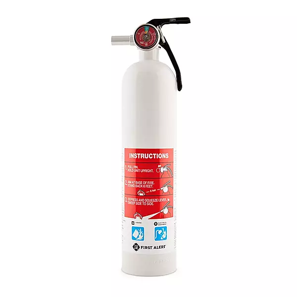First Alert Fire Extinguisher for Car & Marine Use, UL RATED 10-B:C, AUTOMAR10 FE10GR, White, 1-Pack