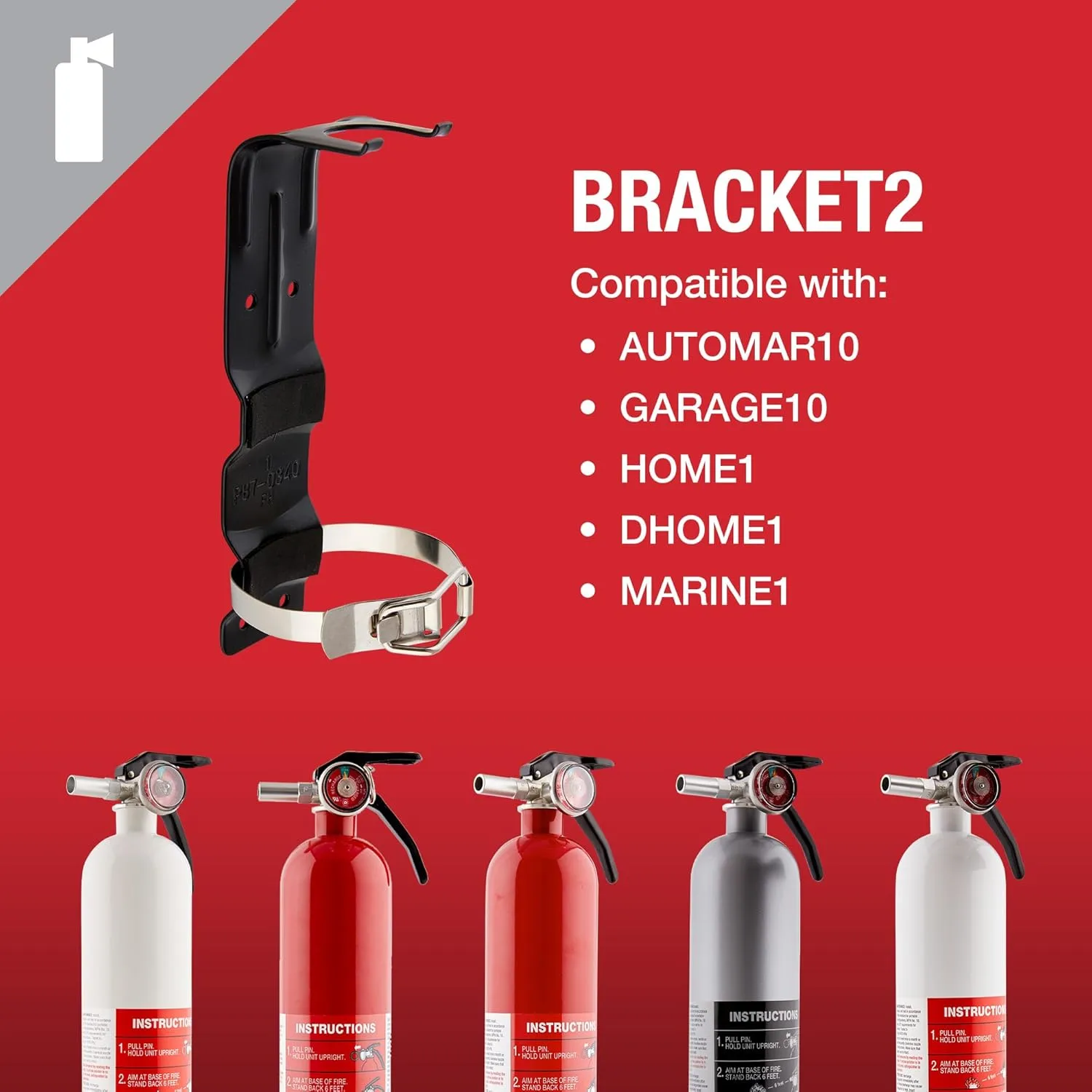 FIRST ALERT BRACKET2 Replacement Fire Extinguisher Bracket - Black