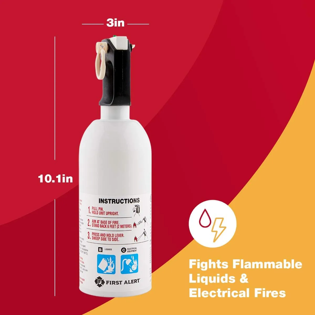FIRST ALERT KITCHEN5 Fire Extinguisher, KFE2S5, UL RATED 5-B:C, White, 1-Pack SINGLE PACK