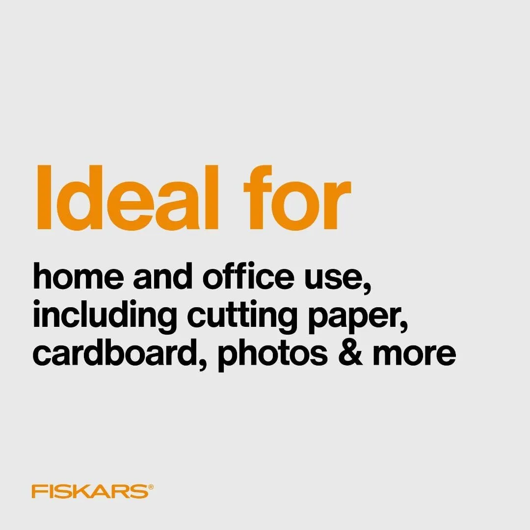 Fiskars All Purpose Scissors, 8in SoftGrip, Stainless Steel, Gray