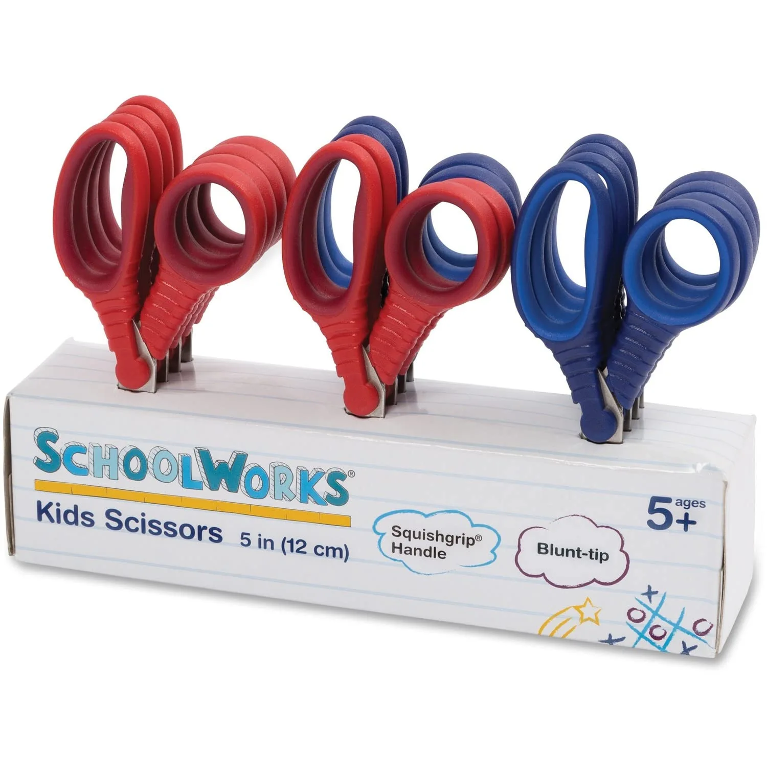 Fiskars SchoolWorks Kids Scissors, 5in, Blunt Point, Assorted Colors, Set of 12