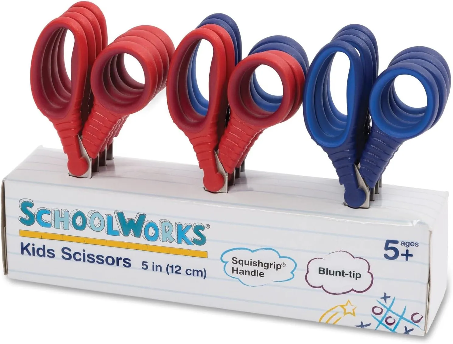 Fiskars SchoolWorks Kids Scissors, 5in, Blunt Point, Assorted Colors, Set of 12