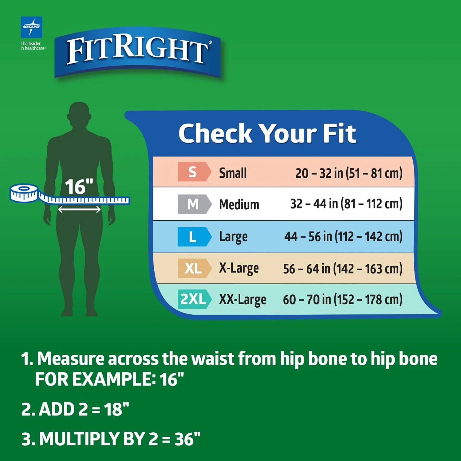 Ultra Absorbency Adult Diapers, FSA/HSA Eligible, 20 Count, Waist Size 32"-44", M, Incontinence Briefs for Men and Women