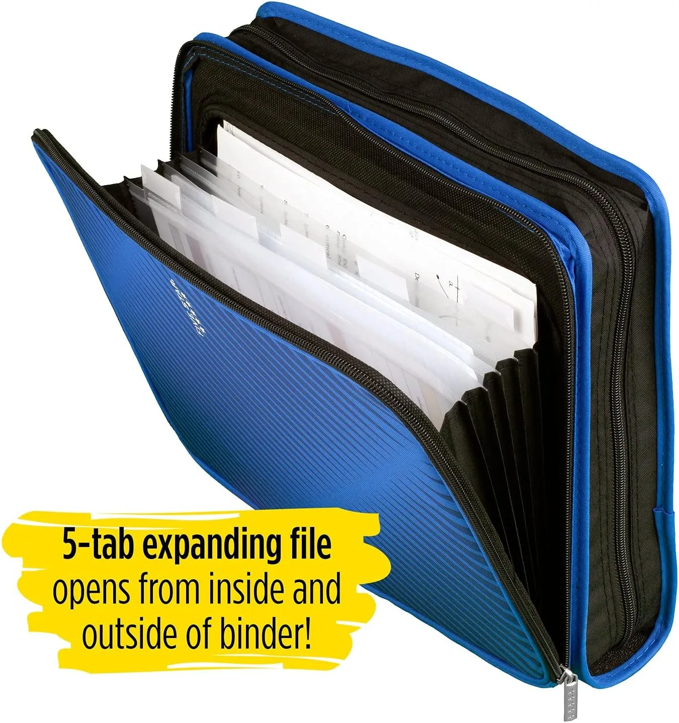 Five Star 2 Inch Zipper Binder, 3-Ring, 6-Pocket Expanding File, Assorted Colors, 1 Count (29592)