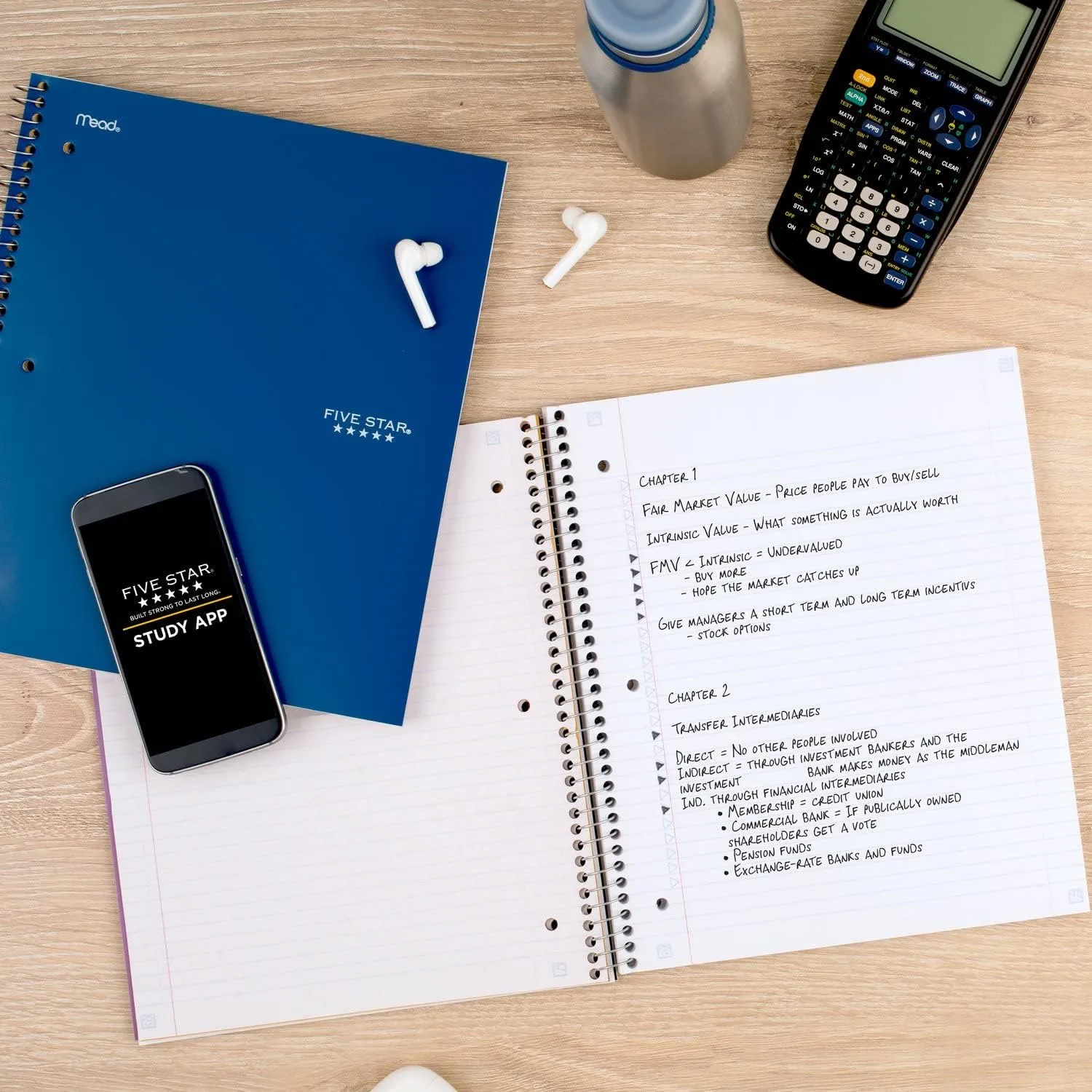 Five Star Spiral Notebooks Plus Study App, 6 Pack, 3 Subject, College Ruled Paper, 11" x 8-1/2", 150 Sheets, Assorted