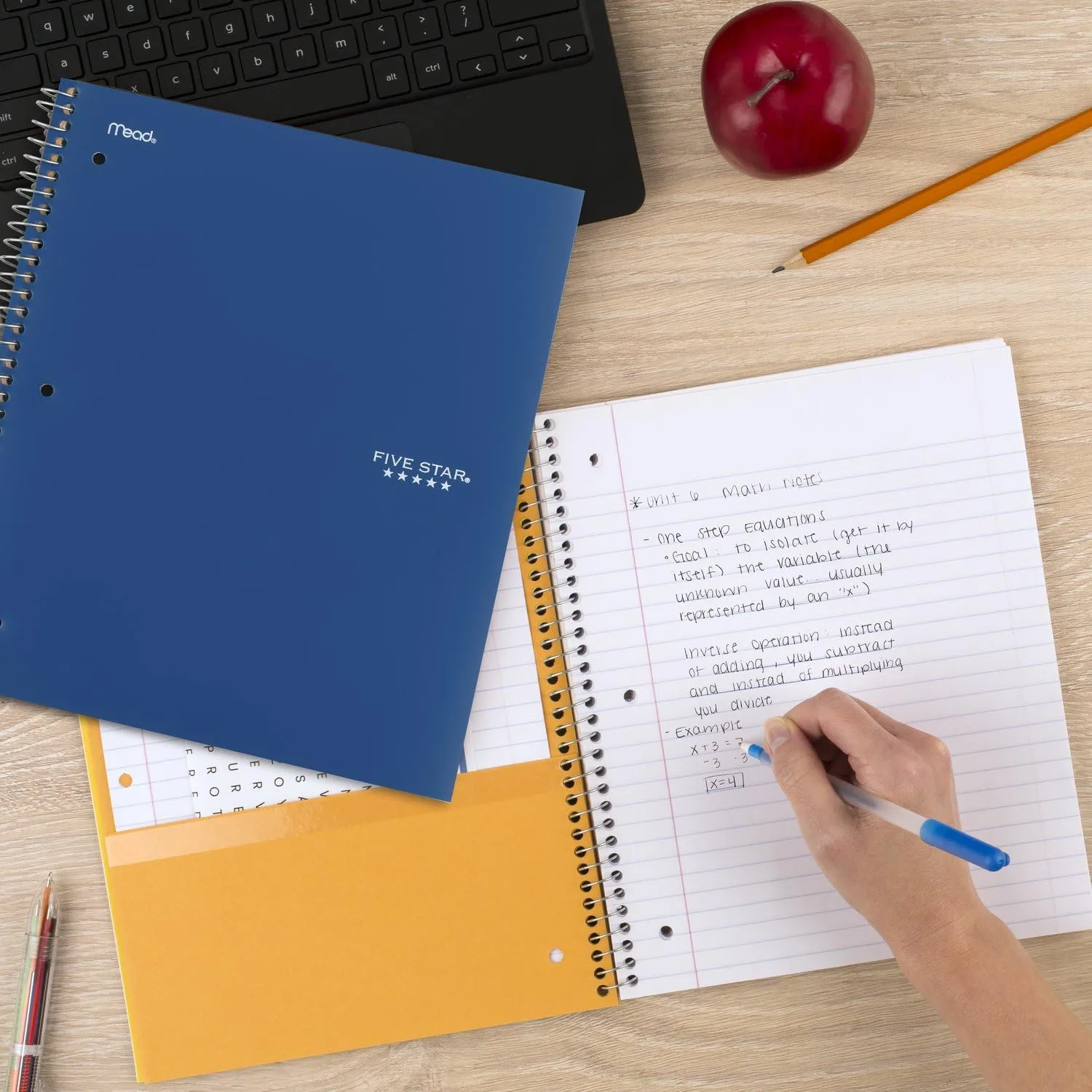 Five Star Spiral Notebooks Plus Study App, 6 Pack, 3 Subject, College Ruled Paper, 11" x 8-1/2", 150 Sheets, Assorted
