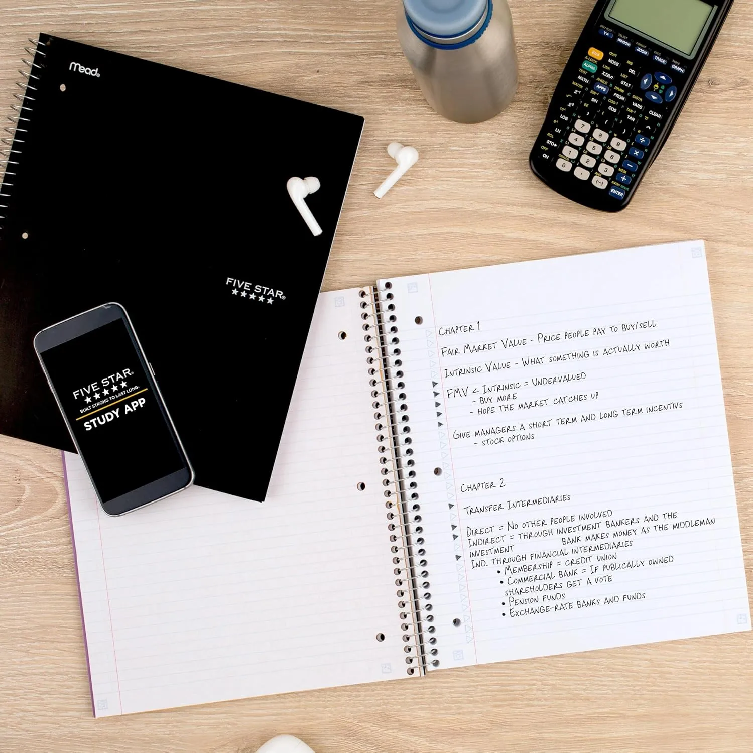 FIVE STAR 1-Subject Spiral Notebook with Study App, College Ruled, 100 Sheets (8.5 x 11)