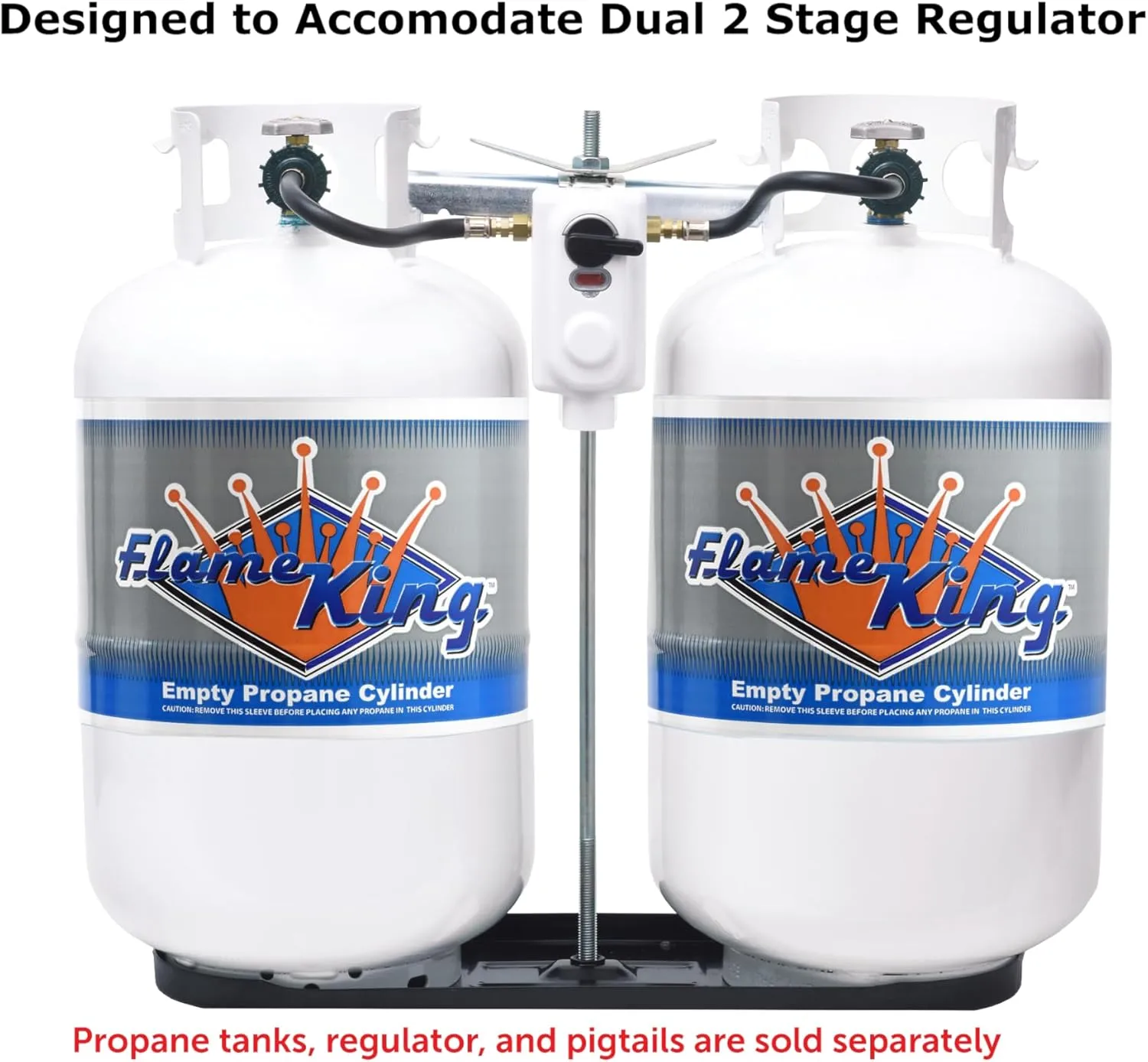 Flame King Dual RV Propane Tank Cylinder Rack for RVs and Trailers for 30lb Tanks - KT30MNT (Tanks Sold Separately), Black
