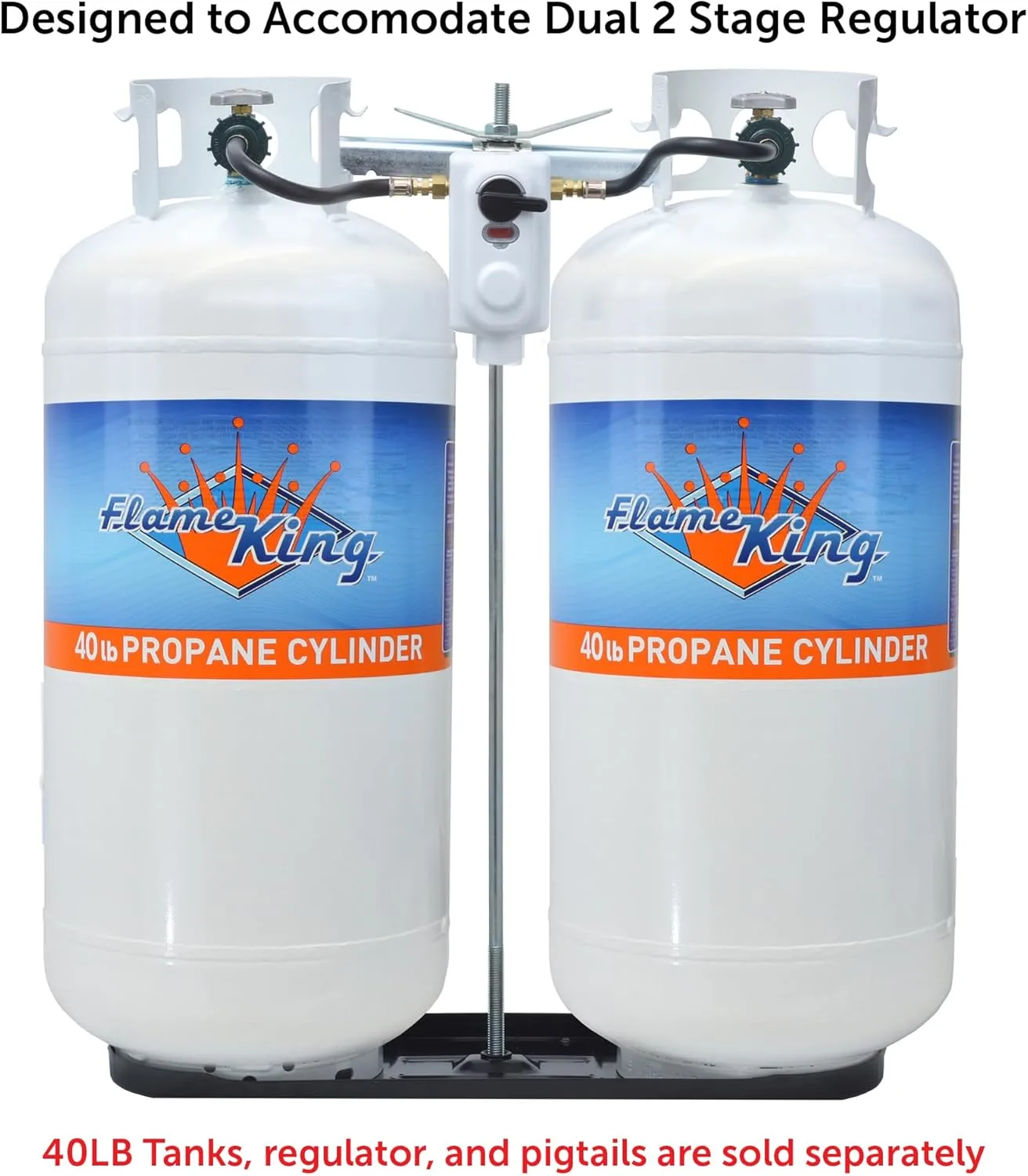 Flame King Dual RV Propane Tank Cylinder Rack for 40lb Tanks - KT40MNT