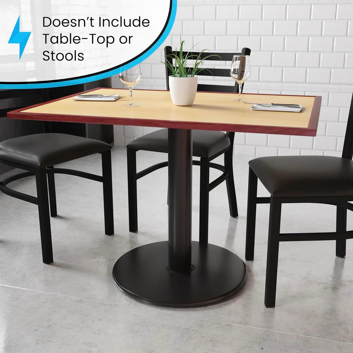 Flash Furniture Round Restaurant Table Base With 4ft"-Diameter Table-Height Column, 28-1/2inH x 24inW x 24inD, Black