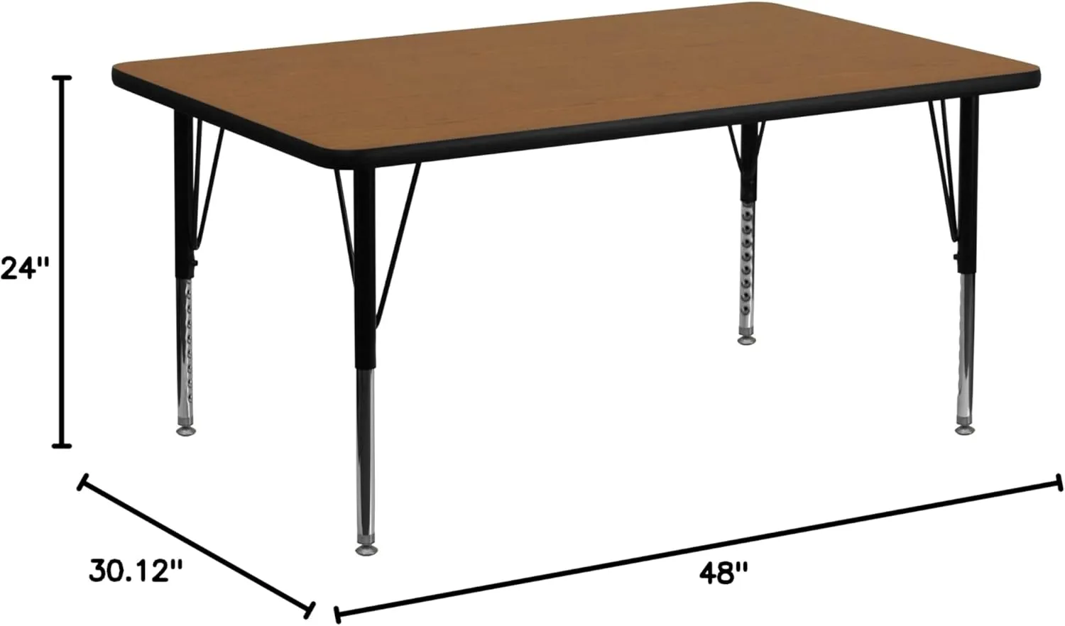 Flash Furniture Wren 24"W x 48"L Rectangular Thermal-Fused Laminate Activity Table - Height Adjustable Short Legs