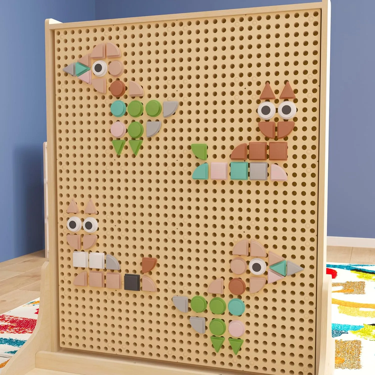 Flash Furniture Bright Beginnings Commercial Grade 256-Piece Shape Set For Modular STEAM Wall Systems, Multicolor Pastel