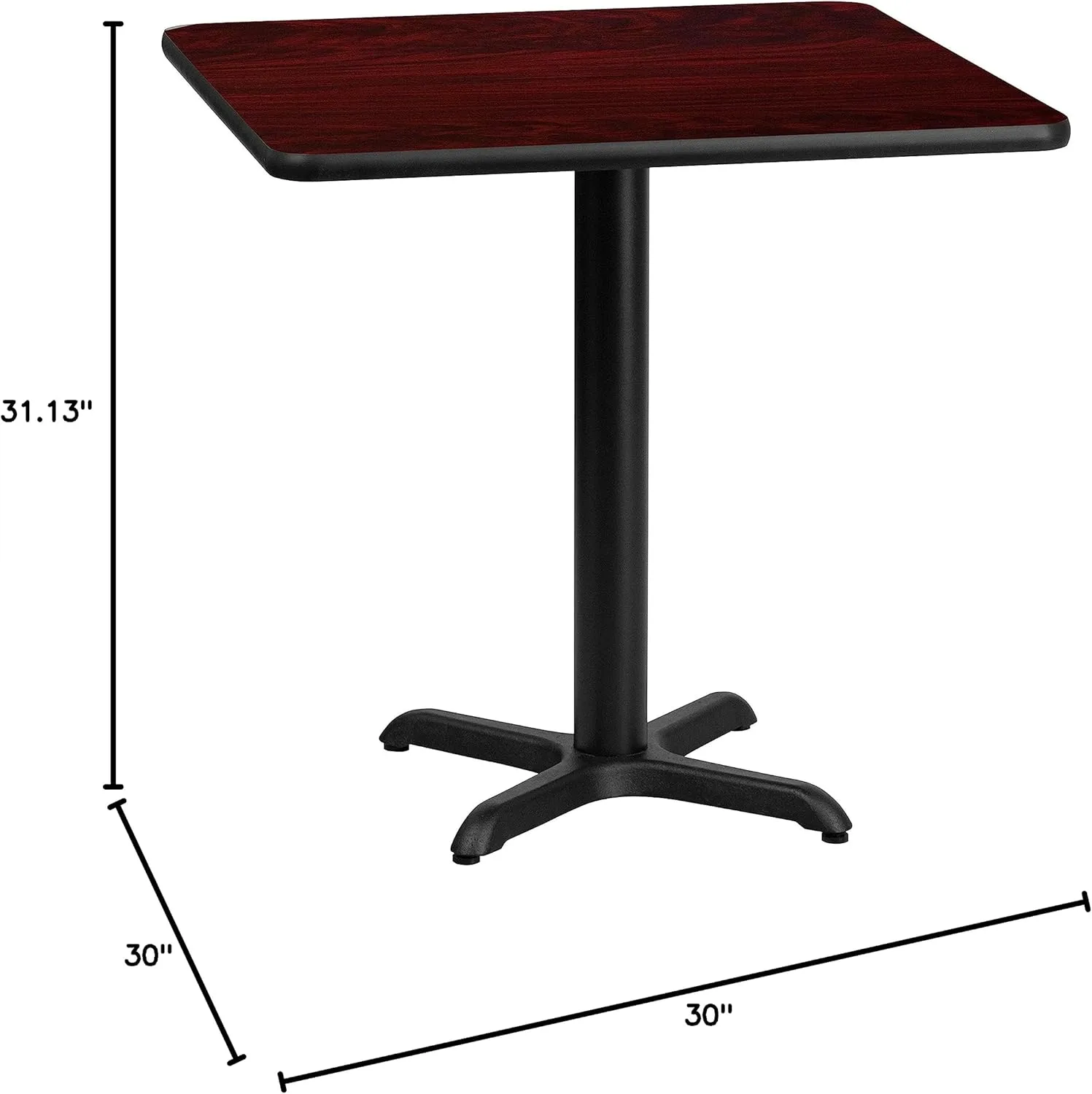 Flash Furniture Square Hospitality Table With X-Style Base, 31-3/16inH x 30inW x 30inD