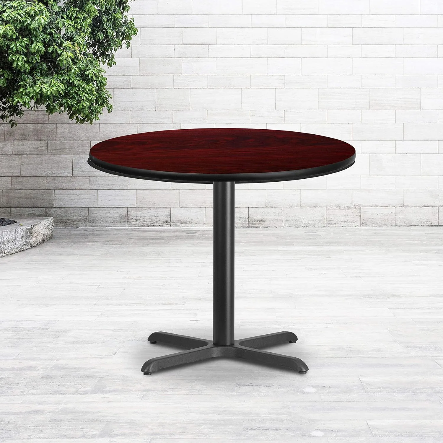 Flash Furniture Graniss 36'' Round Mahogany Laminate Table Top with 30'' x 30'' Table Height Base