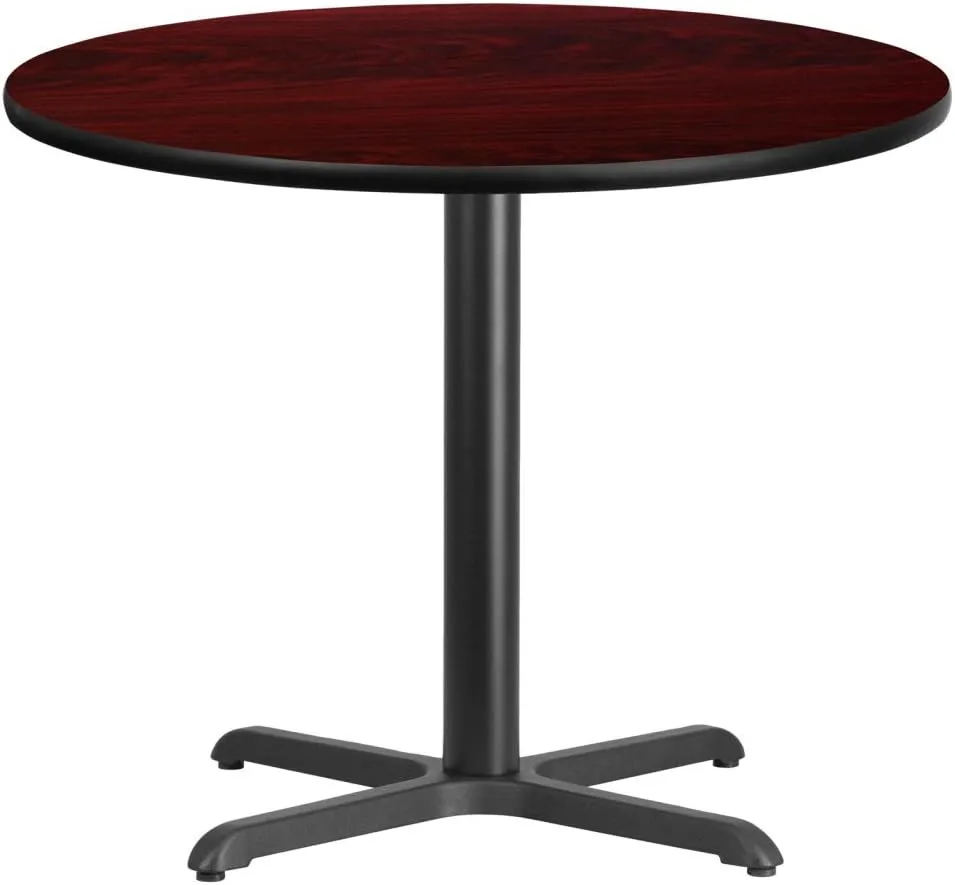 Flash Furniture Graniss 36'' Round Mahogany Laminate Table Top with 30'' x 30'' Table Height Base