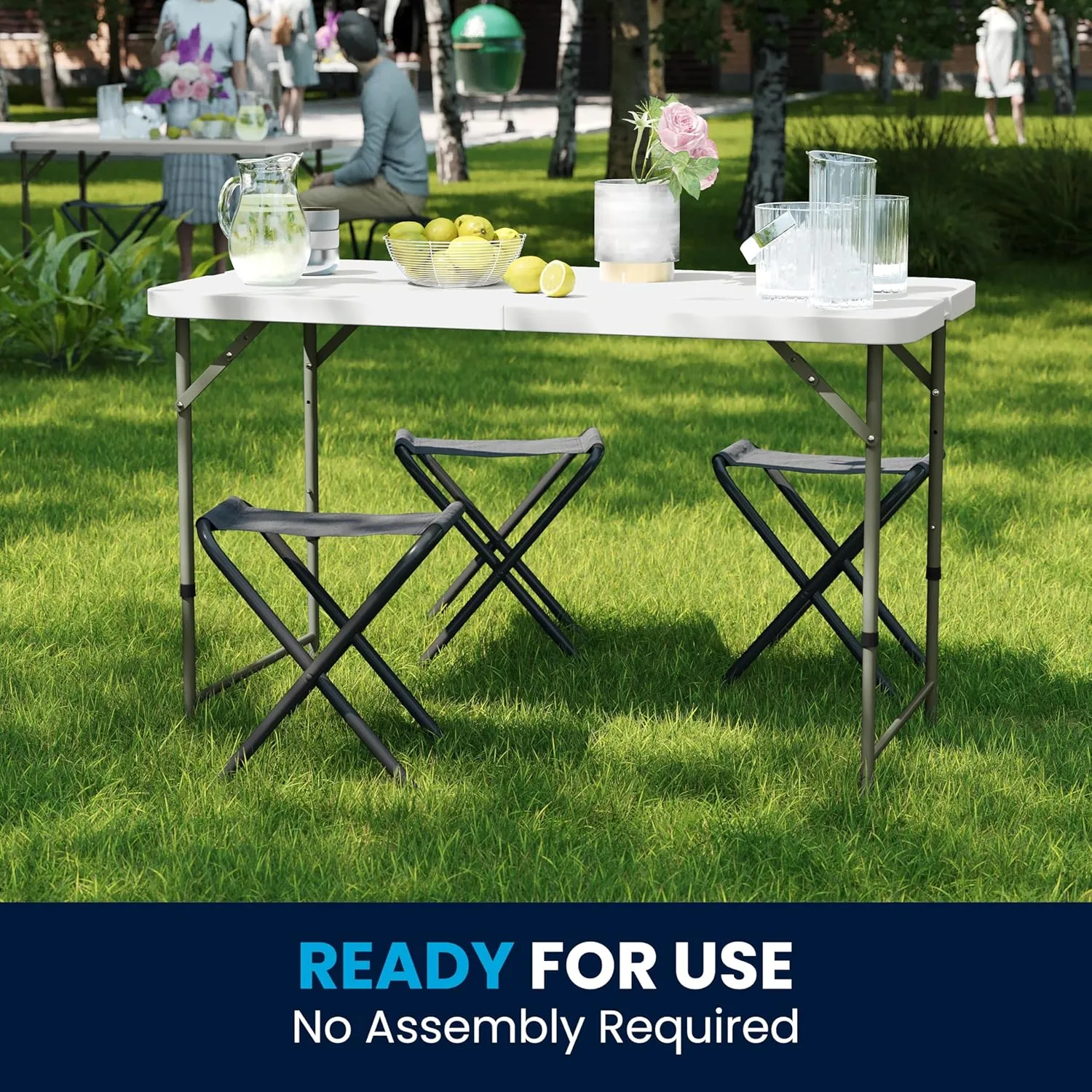 Flash Furniture 4' Rectangular Plastic Folding Event Table with Adjustable Legs and Carrying Handle
