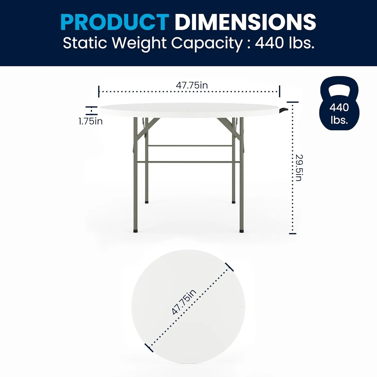 Flash Furniture Round Bi-Fold Plastic Banquet And Event Folding Table