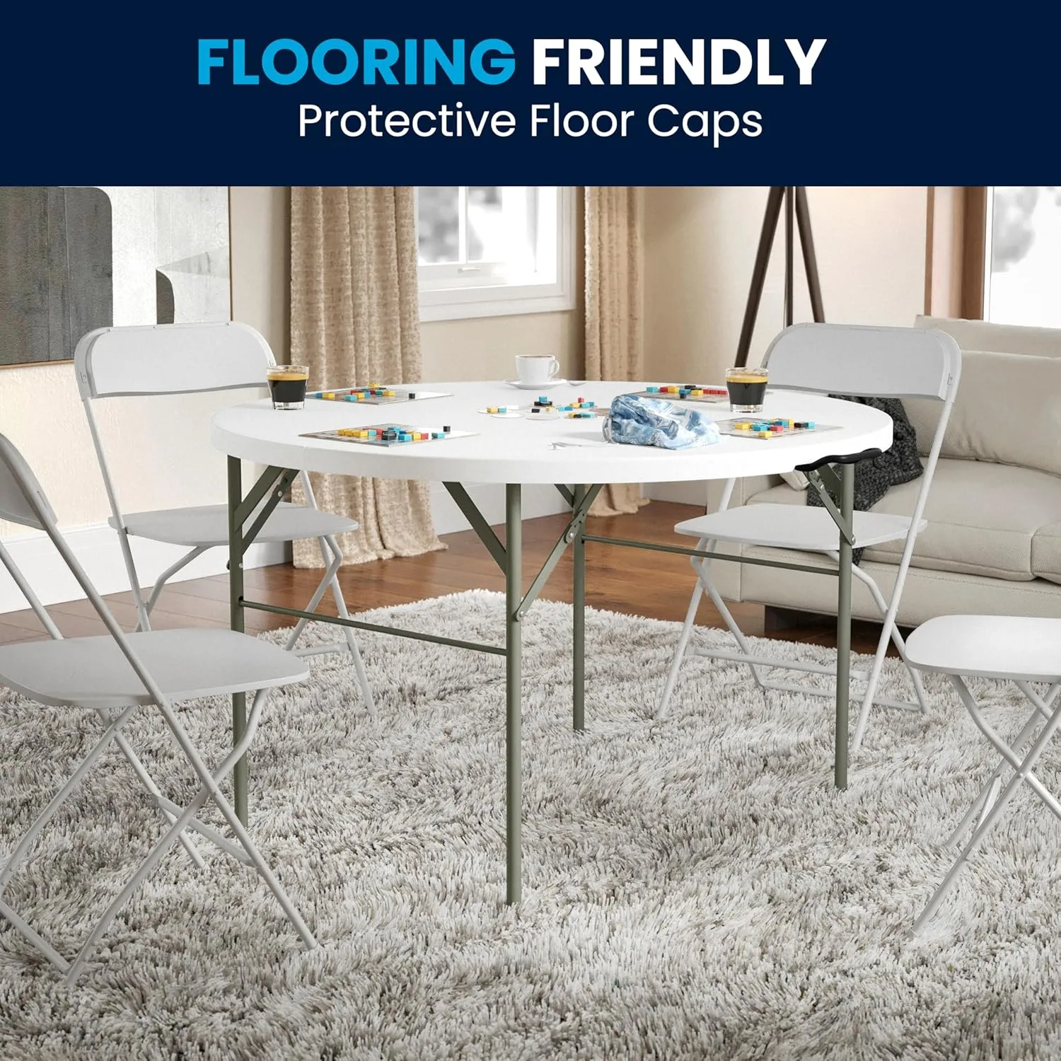 Flash Furniture Round Bi-Fold Plastic Banquet And Event Folding Table