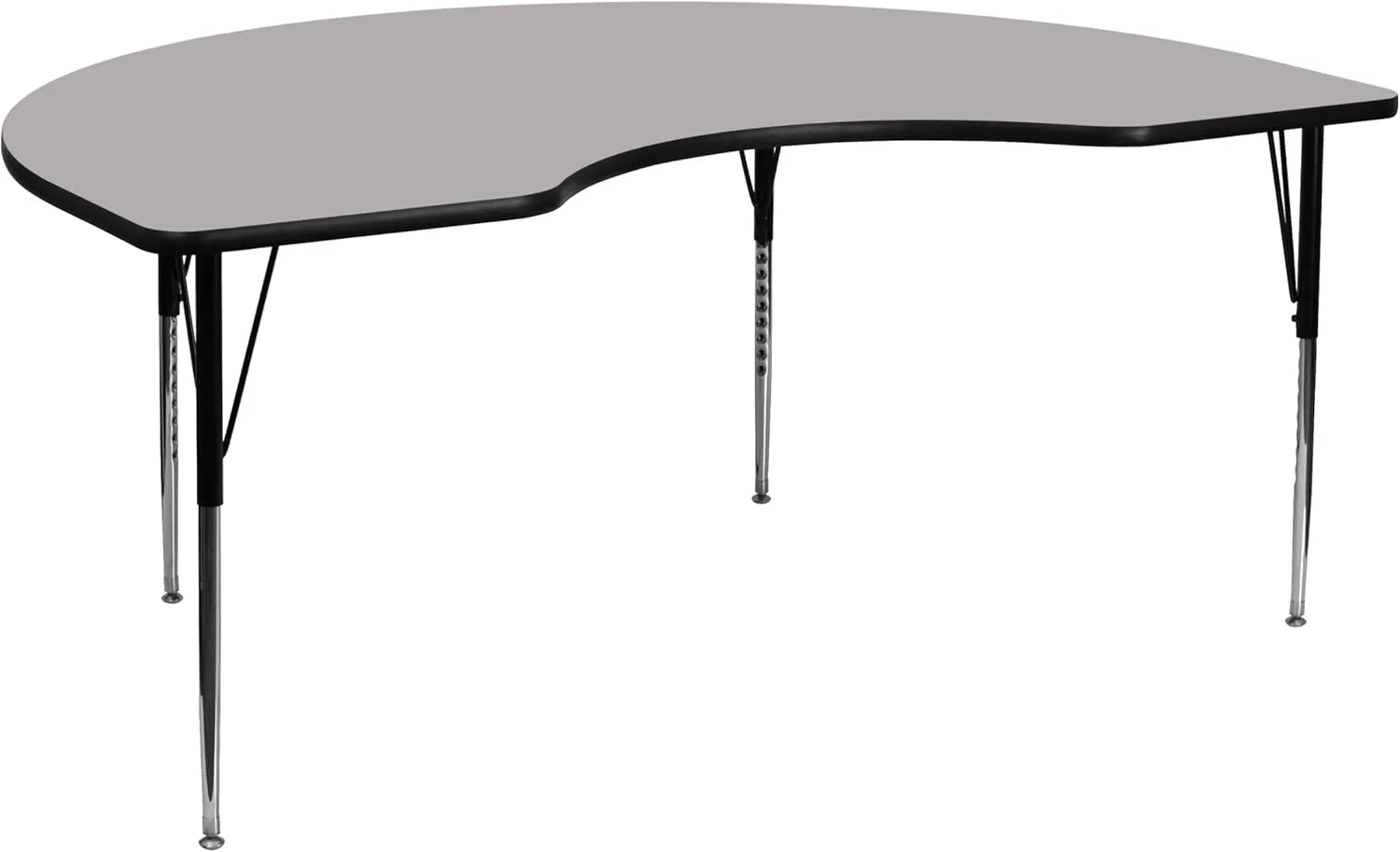 Flash Furniture Wren 48''W x 72''L Kidney Grey Thermal Laminate Activity Table - Standard Height Adjustable Legs