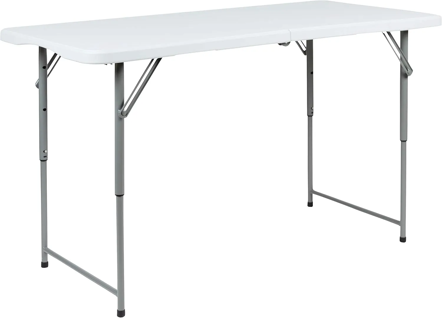 Flash Furniture Height-Adjustable Bi-Fold Plastic Folding Table With Carrying Handle, 29inH x 23-3/4inW x 47-1/2inD