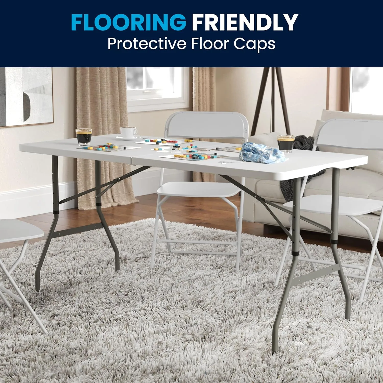 Flash Furniture Kathryn 5' Rectangular Plastic Folding Event Table with Carrying Handle