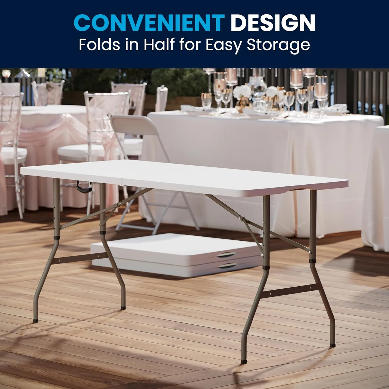 Flash Furniture Kathryn 5' Rectangular Plastic Folding Event Table with Carrying Handle