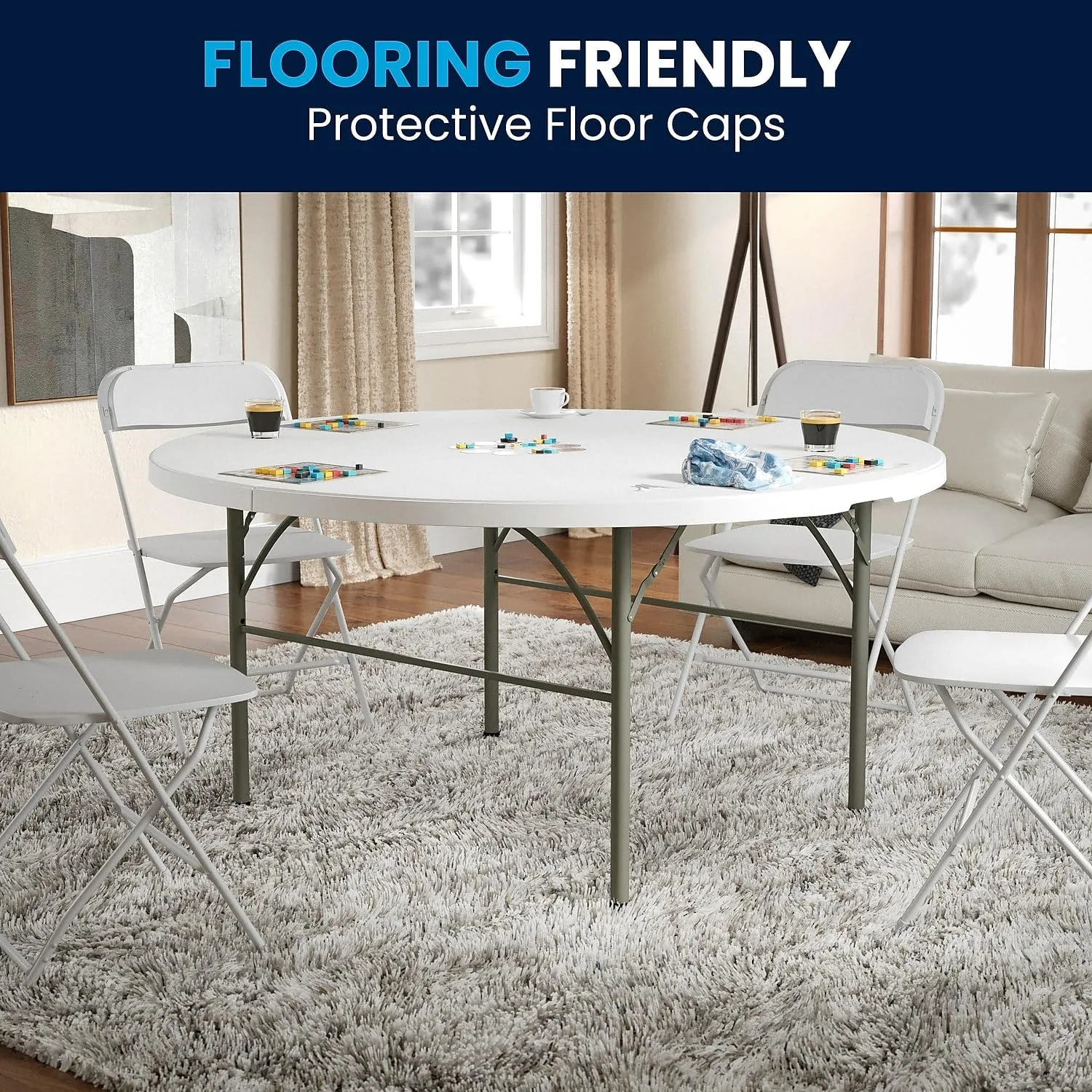 Flash Furniture Round Bi-Fold Plastic Banquet And Event Folding Table