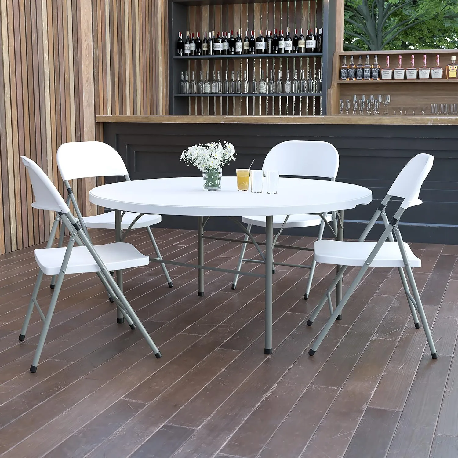 Flash Furniture Round Bi-Fold Plastic Banquet And Event Folding Table