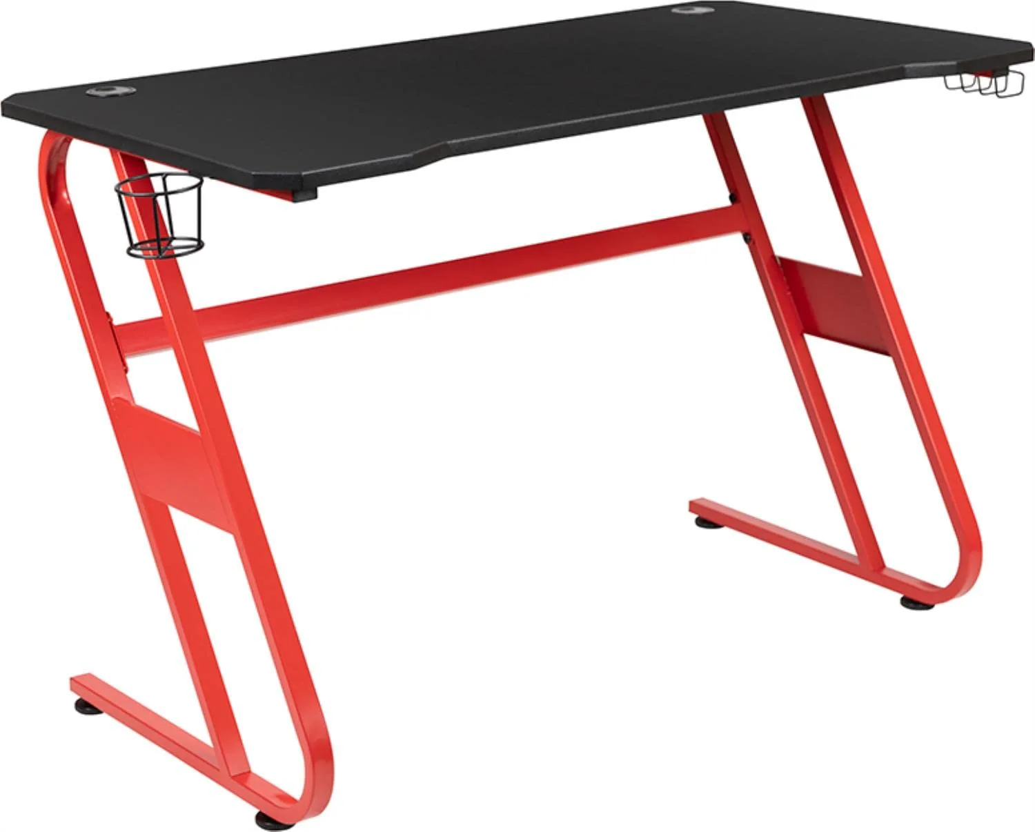 Flash Furniture 52inW Ergonomic PC Gaming Computer Desk With Cup Holder And Headphone Hook, Black/Red