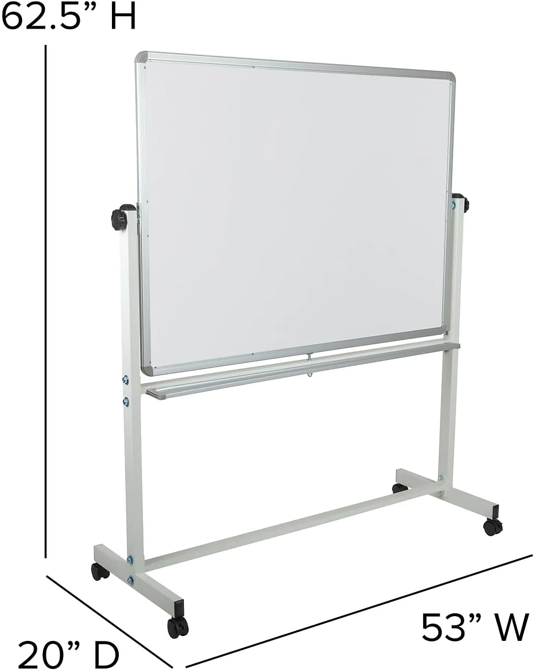 Flash Furniture HERCULES Series 53"W x 62.5"H Double-Sided Mobile White Board with Pen Tray