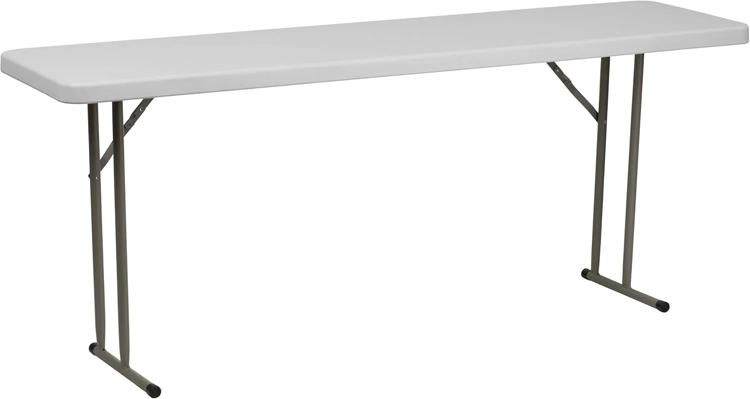 Flash Furniture Kathryn 6' Rectangular Plastic Folding Table, Long Plastic Foldable Table for Indoor/Outdoor Events