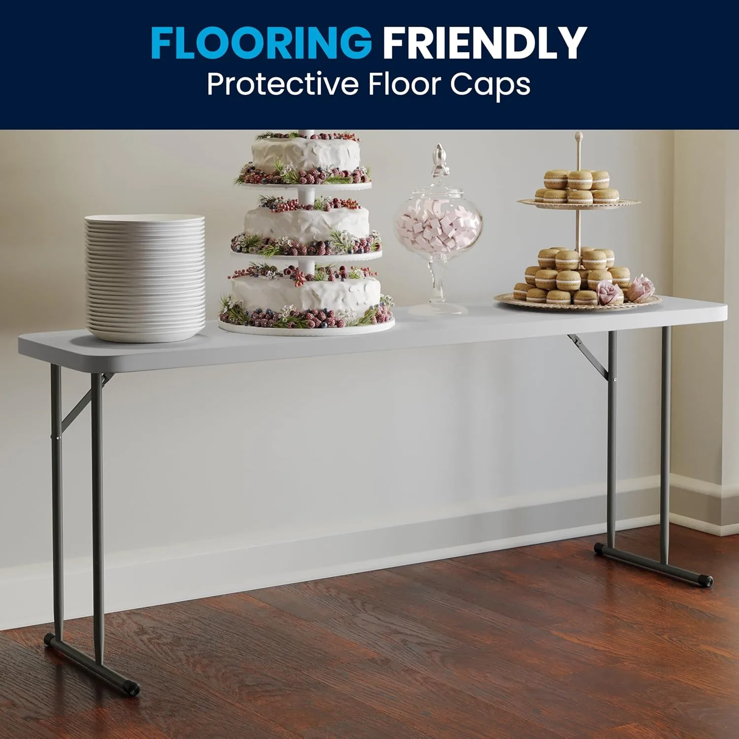 Flash Furniture Kathryn 6' Rectangular Plastic Folding Table, Long Plastic Foldable Table for Indoor/Outdoor Events