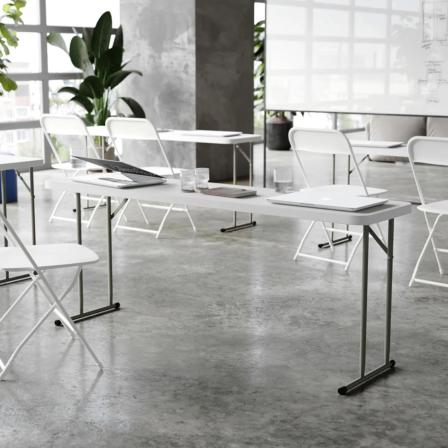 Flash Furniture Kathryn 6' Rectangular Plastic Folding Table, Long Plastic Foldable Table for Indoor/Outdoor Events