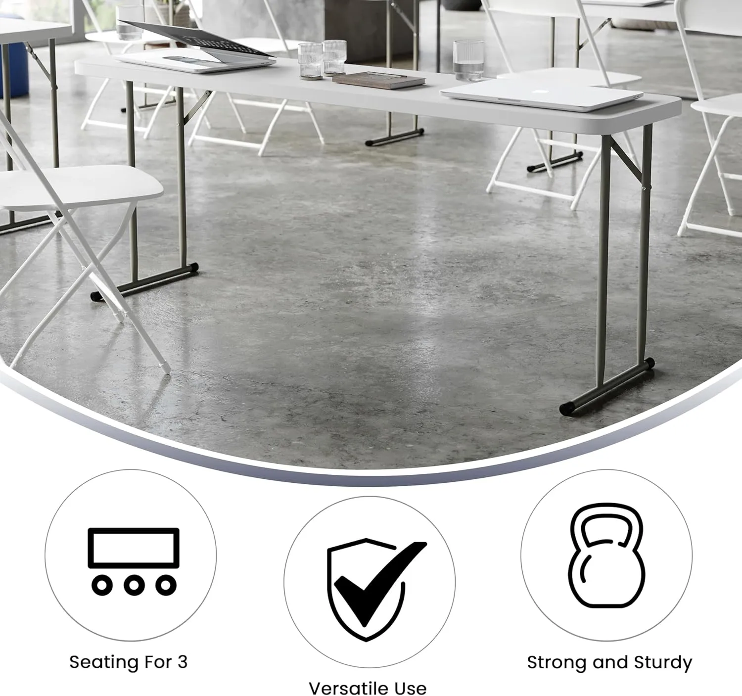 Flash Furniture Kathryn 6' Rectangular Plastic Folding Table, Long Plastic Foldable Table for Indoor/Outdoor Events