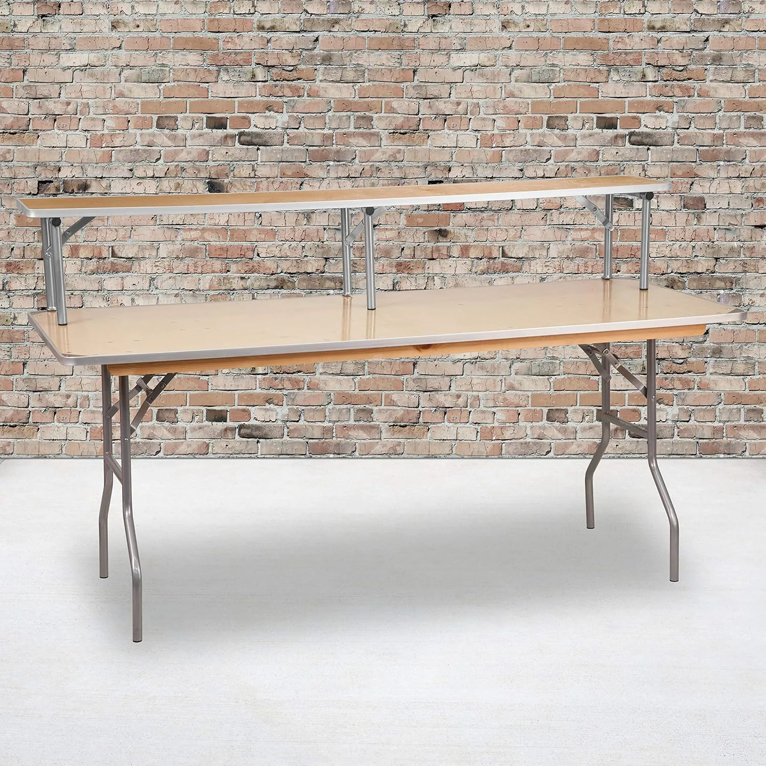 Flash Furniture Fielder 6-Foot Rectangular Birchwood Folding Banquet Table with Metal Edges and Amara 72'' x 12'' x 12''