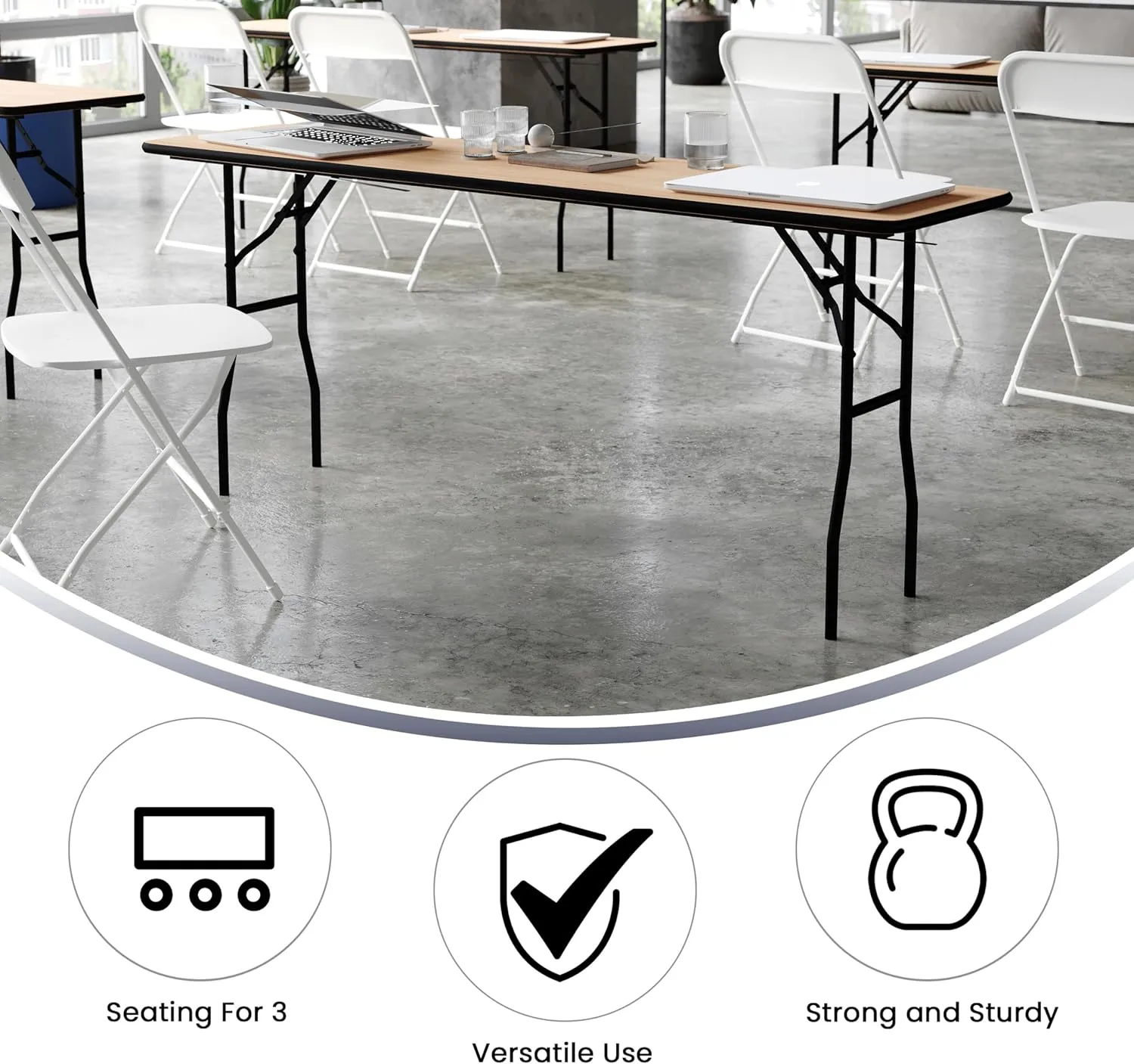 Flash Furniture Gael 6' Wood Folding Training and Event Table, Rectangular Folding Training Table with Smooth Clear Coated