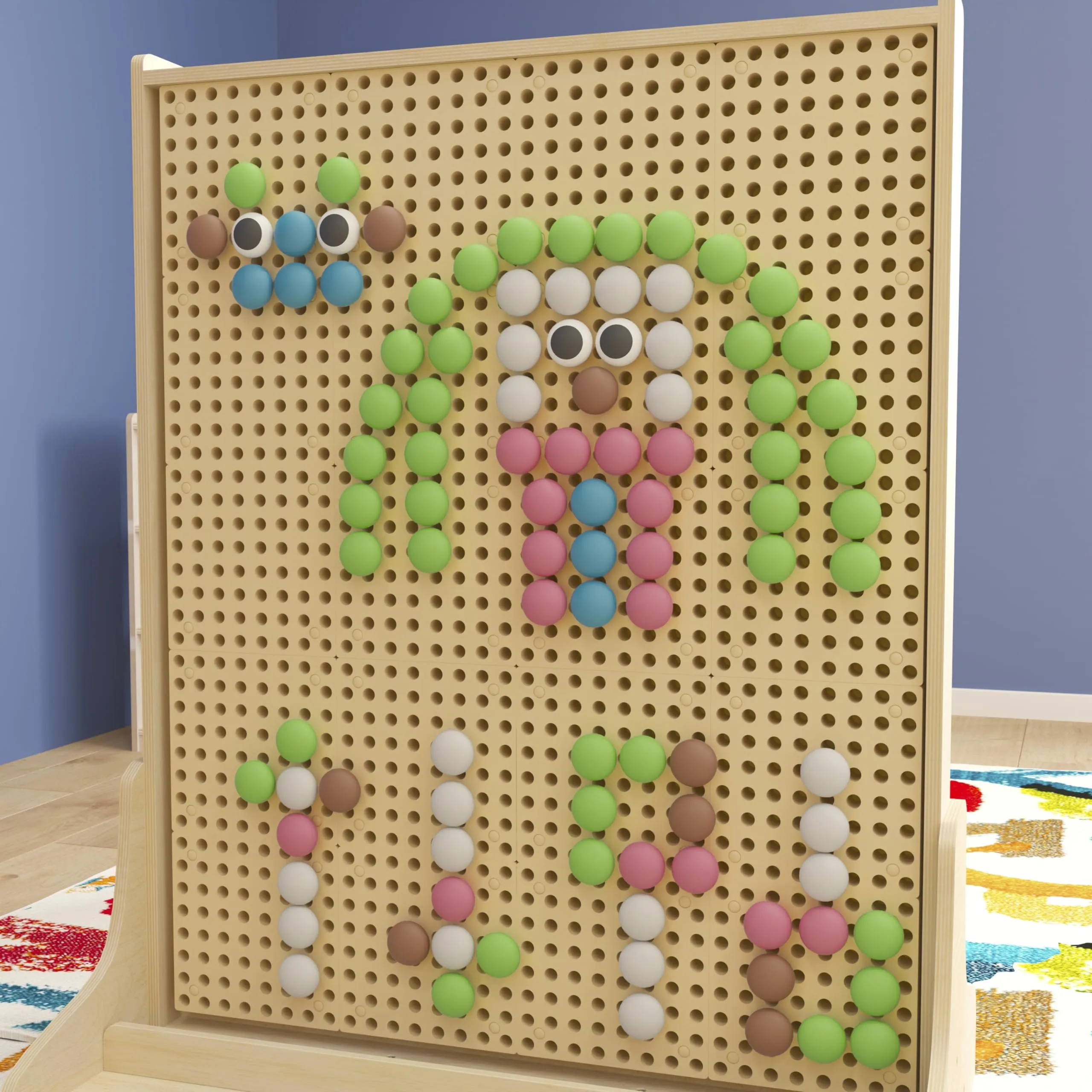 Flash Furniture Bright Beginnings Commercial Grade 64-Piece Jumbo Peg Accessory Pack For Modular STEAM Walls