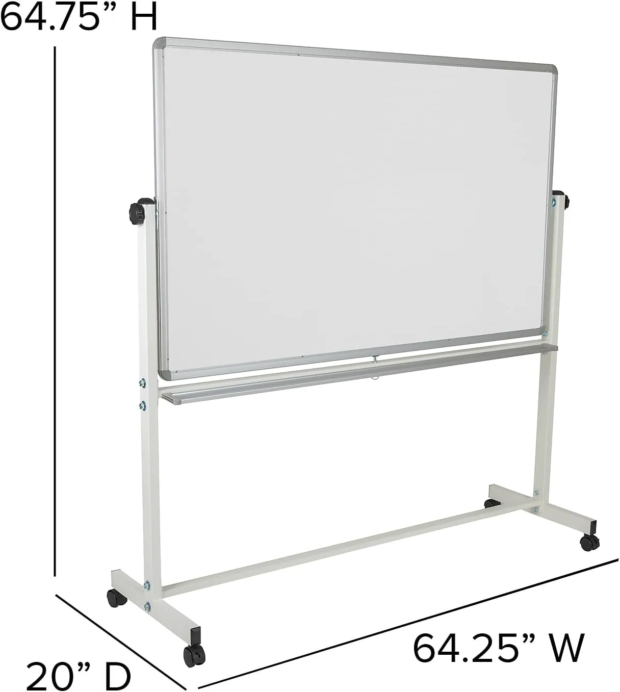 Flash Furniture HERCULES Series 64.25"W x 64.75"H Double-Sided Mobile White Board with Pen Tray